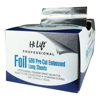 Hi Lift Foil 500 Pre Cut POP UP Long Sheets 18 Micron Silver 275mm x 125mm - MV hair and beauty