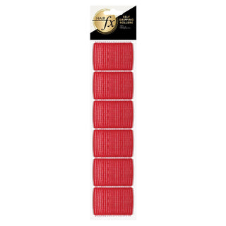 Hair FX Magic Grip Velcro Rollers in Hangsell 6pc 36mm Red - MV hair and beauty
