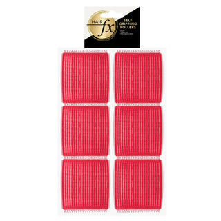 Hair FX Magic Grip Velcro Rollers 6pc 70mm Red - MV hair and beauty