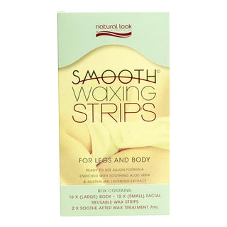 Natural Look Smooth Wax Strips (16xlarge strips & 12xsmall strips) - MV hair and beauty