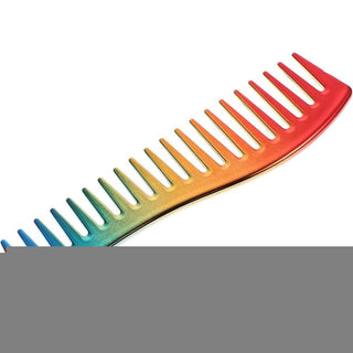 redone WIDE TOOTH HAIR COMB chrome gold blue