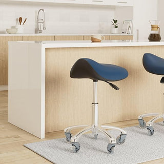 rofessional Saddle Stool with Wheels Ergonomic Swivel Height Adjustable for Clinic Dentist Beauty Salon Tattoo Home Office (Black) - MV hair and beauty