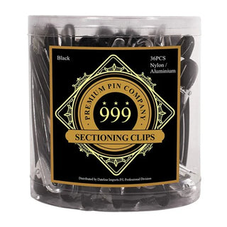 999 Regular Nylon/aluminium Sectioning Clips In Tub 36pc - Black - MV hair and beauty