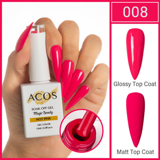 ACOS Magic Beauty Gel Polish Colour Hot Pink (008) - Lashmer