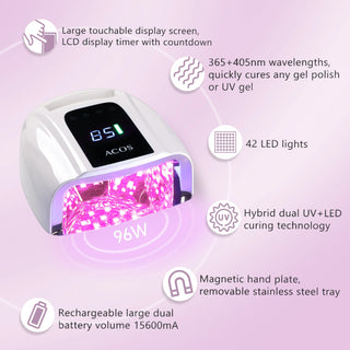 ACOS PRO Rechargeable Cordless Nail Lamp LED/UV 96W - MV hair and beauty