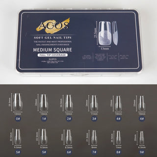 ACOS Soft Gel Nail Tips (Full Tip Coverage) - SQUARE Shape (312pcs/box) - MV hair and beauty