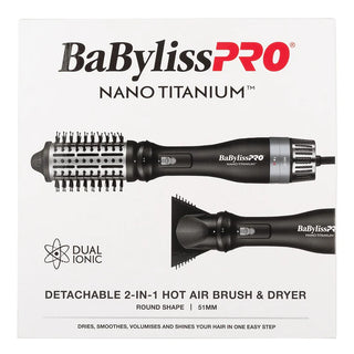 Babyliss Pro Nano Titanium Detachable 2 In 1 Hot Air Brush and Dryer - MV hair and beauty