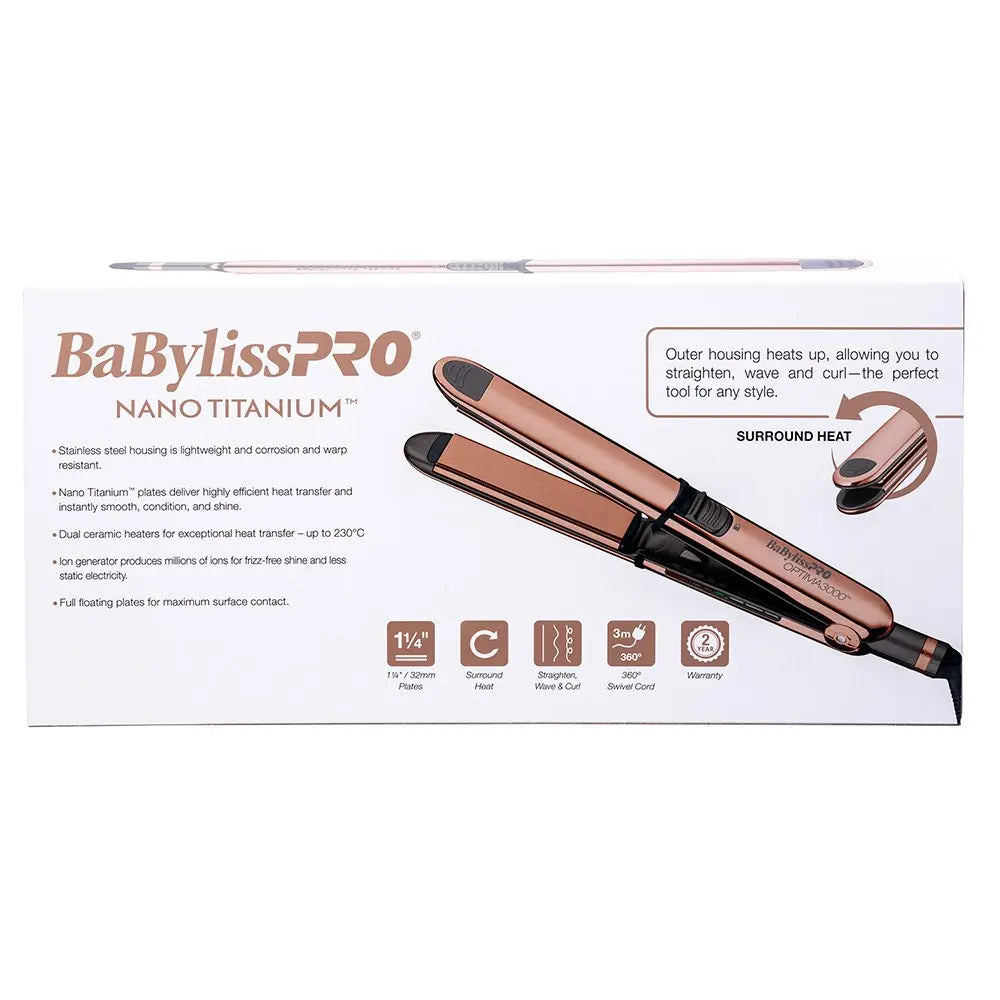 BaBylissPRO Nano Titanium Optima 3000 Stainless Steel Flat Iron/ Straightener 32mm #2 - MV hair and beauty