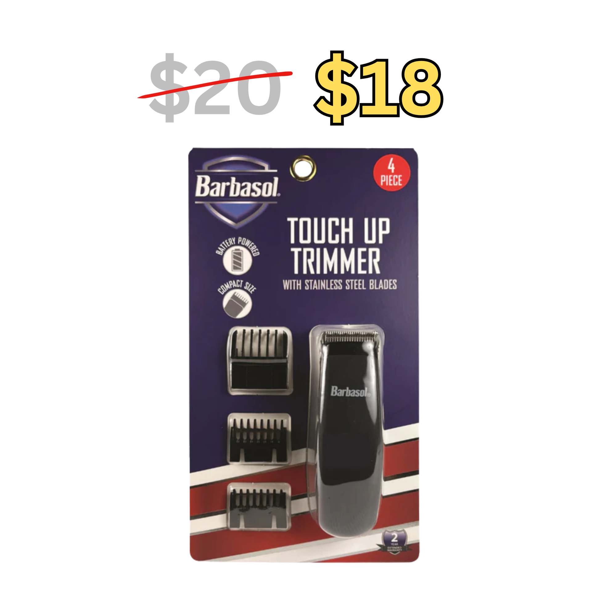 Barbasol Touch Up Trimmer With Stainless Steel Blades - MV hair and beauty