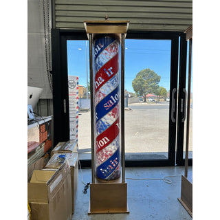 Barber Pole Blue and White Light Inside 220cmx45cm - MV hair and beauty