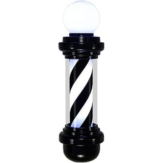 Barber pole Black & White with circular lamp (Width: 23cm) - MV hair and beauty
