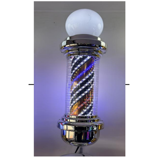 Barber pole Silver With Lamp LED 88x23 - MV hair and beauty