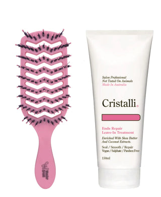 Cristalli Ends Repair Leave-In Treatment with Bonus Wonder Detangle Brush - MV hair and beauty