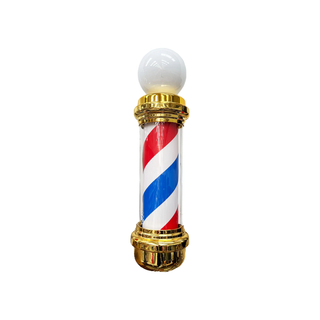 Gold Barber Pole with circular lamp (19cm) - MV hair and beauty
