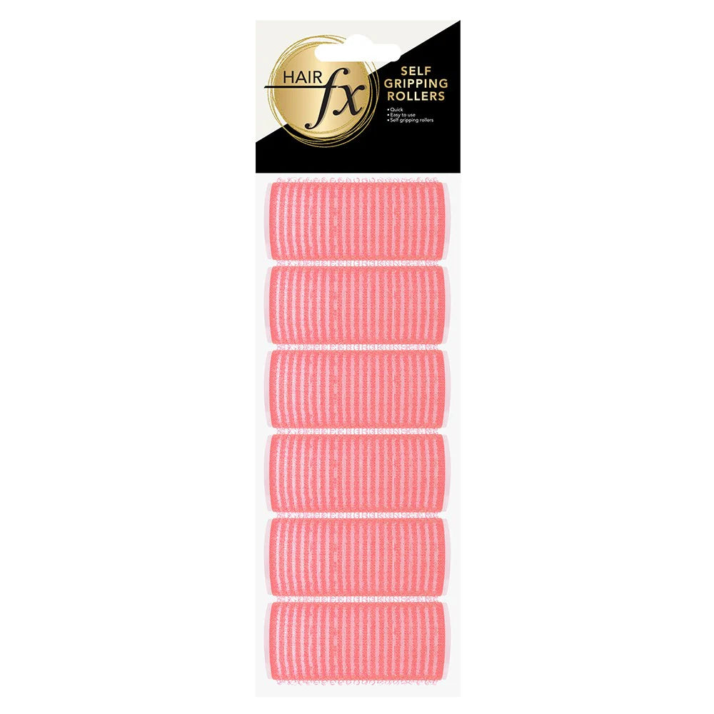 Hair FX Magic Grip Velcro Rollers 6pc 24mm Pink - MV hair and beauty