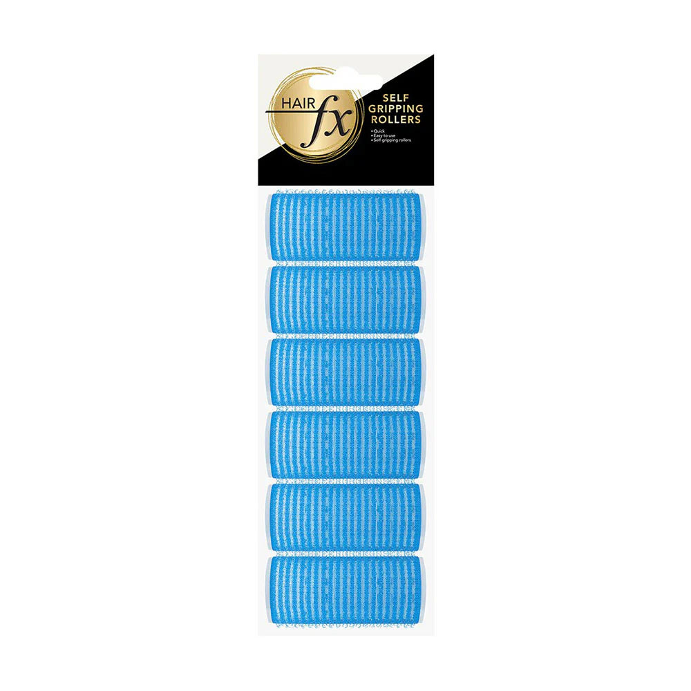 Hair FX Magic Grip Velcro Rollers 6pc 28mm Light Blue - MV hair and beauty