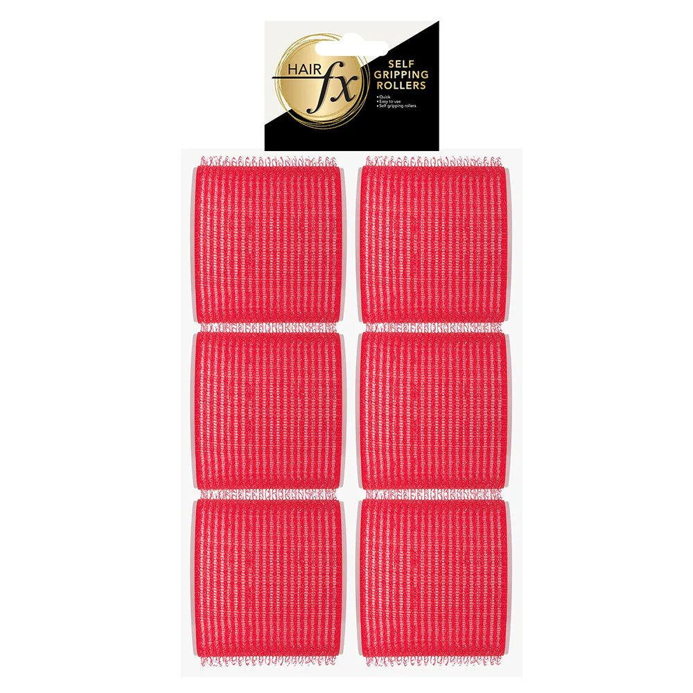 Hair FX Magic Grip Velcro Rollers 6pc 70mm Red - MV hair and beauty
