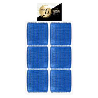 Hair FX Magic Grip Velcro Self Gripping Rollers 6pc 76mm Blue - MV hair and beauty