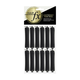 Hair Fx Lightweight Perm Rods 12pc 17mm Black