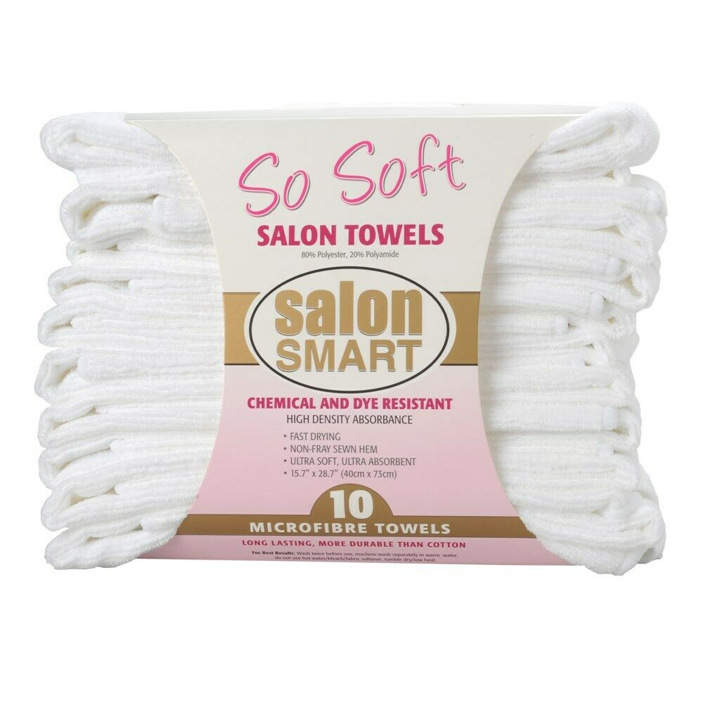 Salon Smart So Soft Microfibre Salon Towels – White 10pk 40cm x 73cm - MV hair and beauty