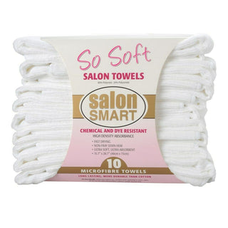 Salon Smart So Soft Microfibre Salon Towels – White 10pk 40cm x 73cm - MV hair and beauty