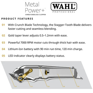 Wahl Metal Power+ Cordless Clipper - MV hair and beauty
