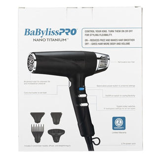 BaBylissPRO Nano Titanium Dual Ionic Hair Dryer - MV hair and beauty