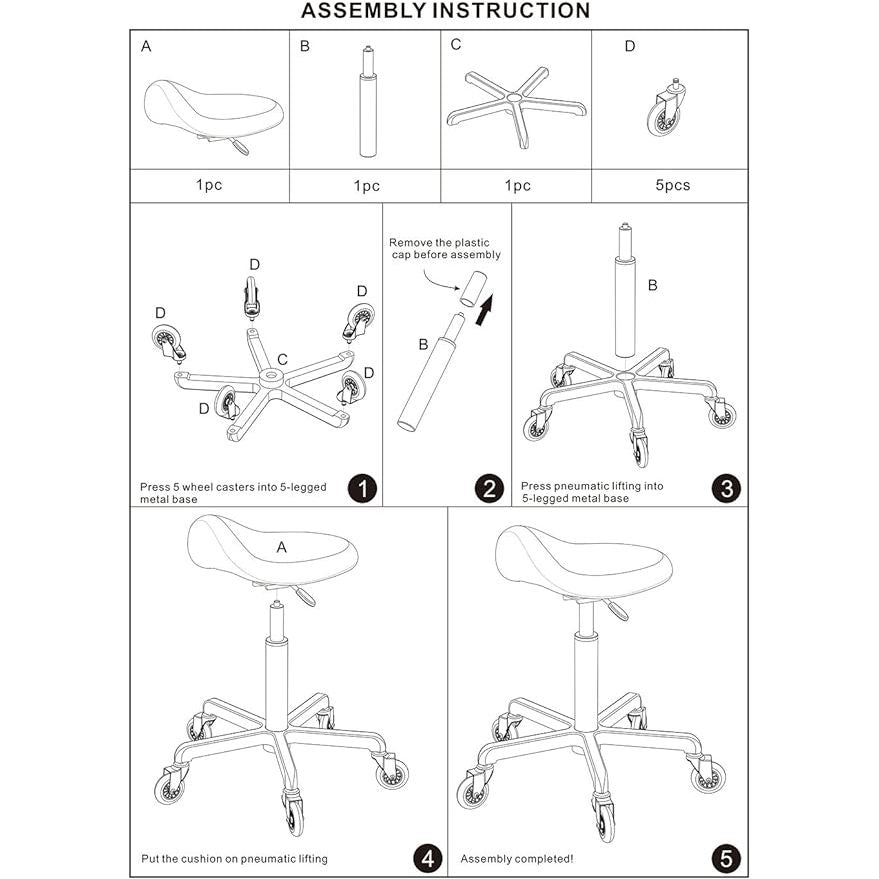 rofessional Saddle Stool with Wheels Ergonomic Swivel Height Adjustable for Clinic Dentist Beauty Salon Tattoo Home Office (Black) - MV hair and beauty