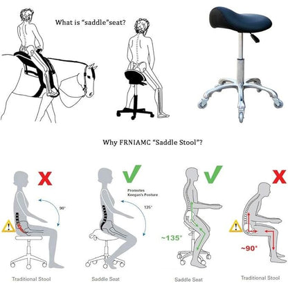 rofessional Saddle Stool with Wheels Ergonomic Swivel Height Adjustable for Clinic Dentist Beauty Salon Tattoo Home Office (Black) - MV hair and beauty