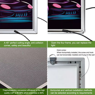 LED light boxes Aluminum alloy frame silver color - MV hair and beauty