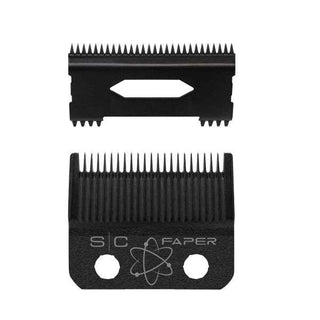 StyleCraft Replacement Fixed Black Diamond Carbon DLC Faper Hair Clipper Blade with Moving Black Diamond Carbon Slim Deep Tooth Cutter set - MV hair and beauty